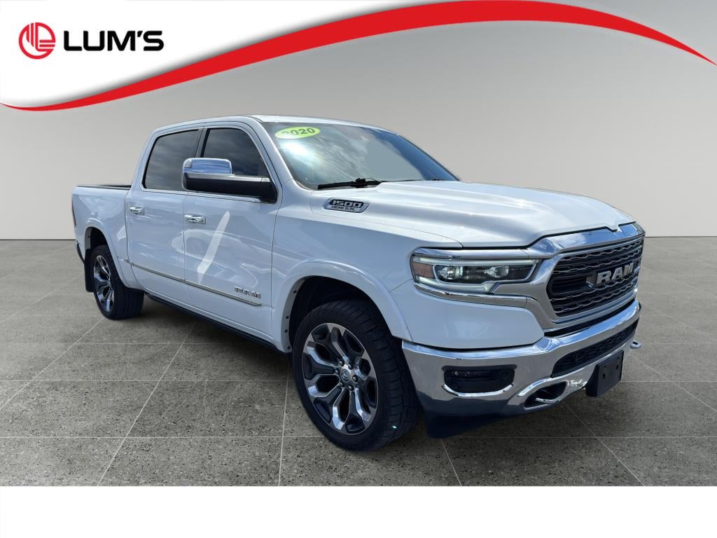 2020 RAM 1500 Limited Crew Cab 4x4 5'7" Box in White — front three-quarter view