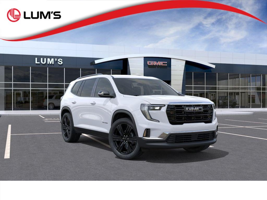 2026 GMC Acadia Elevation in Summit White — front three-quarter view