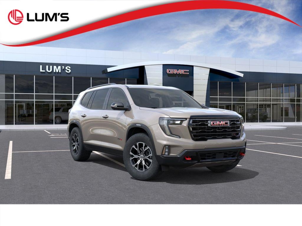 2026 GMC Acadia AT4 in Riverstone Metallic — front three-quarter view