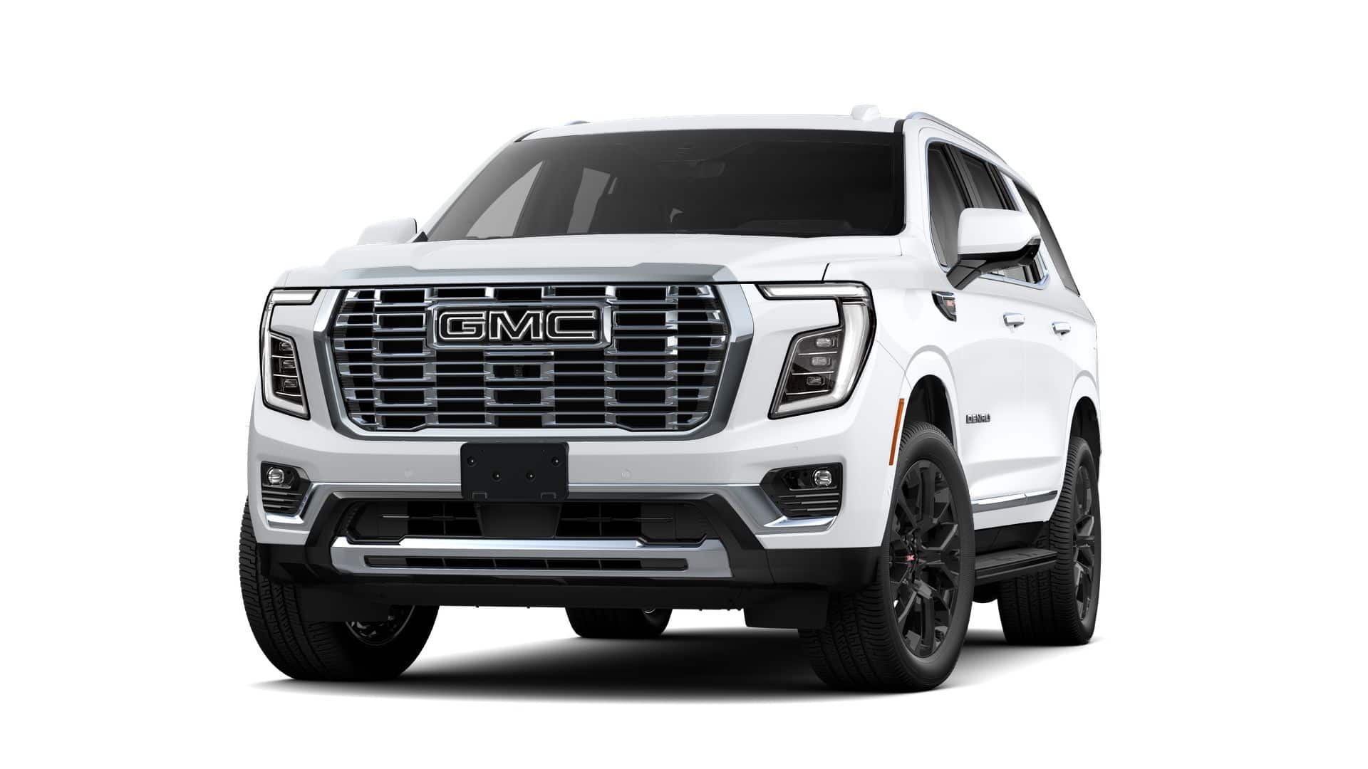 2026 GMC Yukon Denali in Summit White — front three-quarter view