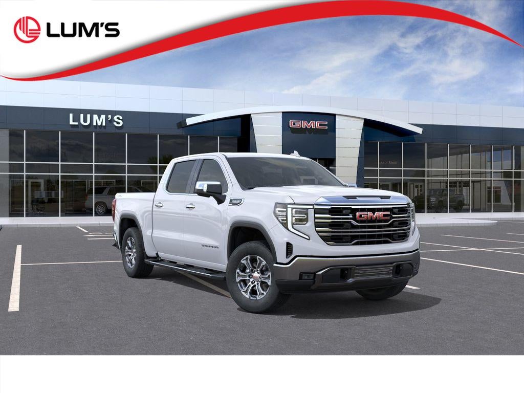 2026 GMC Sierra 1500 SLT in Glacier White Tricoat — front three-quarter view
